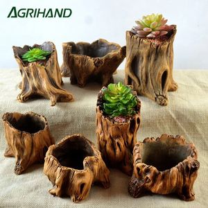 Mignon Mini plante de ciment en bois Pot de fleur jardin maison bureau décor planteur petits Pots de bonsaï décoration 231228