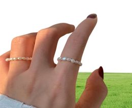 Mignon de bande de perles multi-perles anneaux bijoux géométriques d'eau douce naturelle pour les femmes Circle continu Ring minimaliste2118791