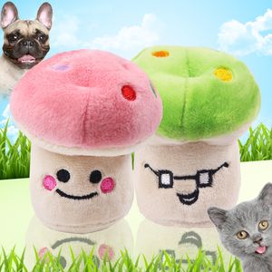 Mignon champignon en peluche petits chats jouets sonnant chiot mâcher molaire Juguete Para Perros interactif Pet formation fournitures