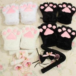 Schattig Neko Kat Meisje Zoet Kitten Kat Meid Rollenspel Anime Kat Oren Handschoenen Set Pluche Poot Oor Staart Stropdas Feest Haardecoratie 2 C190213145483