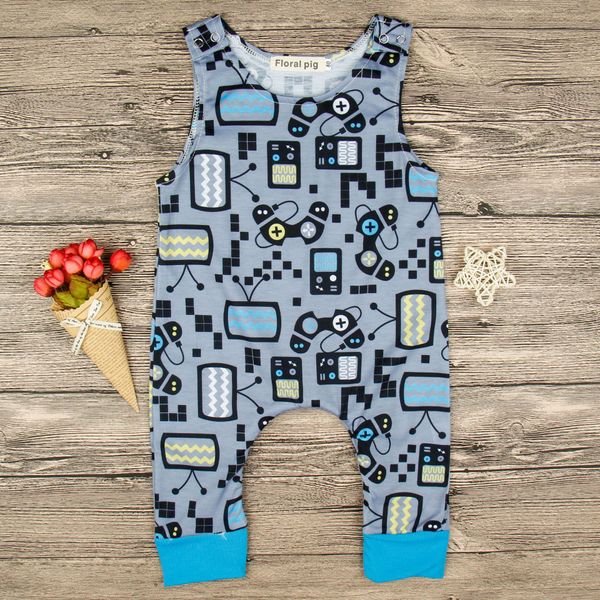 Ropa linda para bebés recién nacidos 2018 Verano de una pieza Mamelucos para bebés Consolas de juegos Patrón de TV Niño Niñas Niños Trajes Mono Ropa 0-24M