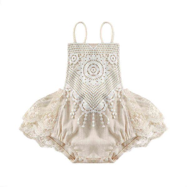 Jolie nouveau-né bébé fille manches sans manches ROMPER Combinaison Combinaison Vêtements pour bébés Vêtements 2021 NOUVELLES MODE SLING SLING ROMPERS 0-24M G220223