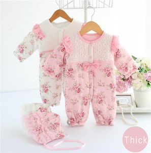 Lindo mameluco para niñas recién nacidas conjunto de ropa de invierno para niñas ropa Vintage abrigo Floral de encaje canastilla para niños pequeños Warm296J1778815