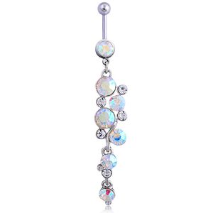 Leuke Opaal Body Sieraden Rvs Rhinestone Navel Bell Button Dangle Hanger Piercing Ringen voor Vrouwen Gift