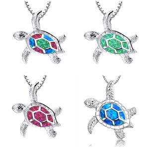 Lindo collar de tortuga marina de ópalo Regalos de cumpleaños Salud y longevidad Tortuga Pandora Charms Colgante Collares hawaianos