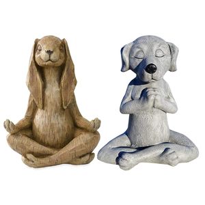 Lindo adorno de juguete perro Buda meditación perro estatua-yoga-perro decoración de jardín decoración del hogar muñecas para mascotas manualidades decoración de jardín