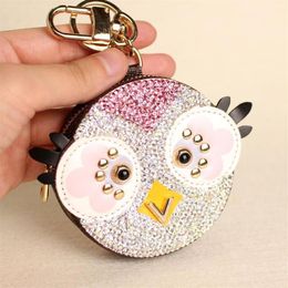 Mignon hibou poulet cristal dessin animé Anime porte-monnaie porte-clés pendentif portefeuille en cuir synthétique polyuréthane porte-clés pour femmes sac Charm256z