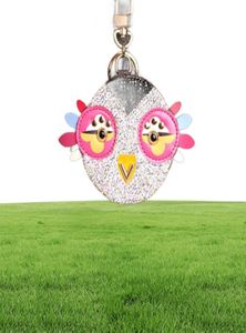 Mignon Owl Chicken Crystal dessin animé Anime Coin Purse Keychain Pendant Pu Leather Portefeuille Chaîne pour femmes Bags Charm3752006