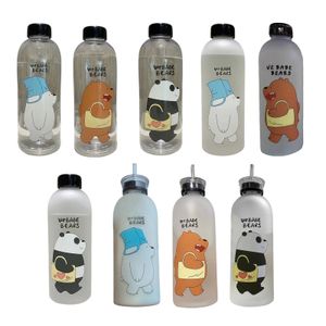 Bouteilles d'eau de Panda Bear Cup de 1000 ml avec bouteille de dessin animé transparent en paille Shake protéine à l'épreuve givrée 240420