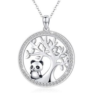 Collier de mariée en cristal Panda mignon, pendentif arbre de vie Vintage pour femme, chaîne de couleur or Rose et argent pour femmes 286U