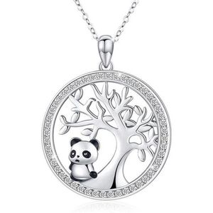 Collier de mariée en cristal Panda mignon, Vintage, pendentif arbre de vie, or Rose, argent, chaîne pour femmes, 286i