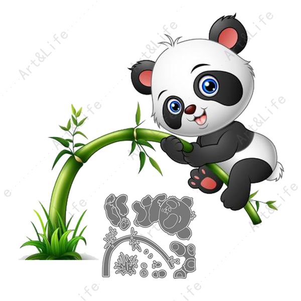 Mignon panda hot nouveau métal coupe décède des pochoirs en bambou pour faire du scrapbooking carte de papper album carte d'anniversaire carte de boue