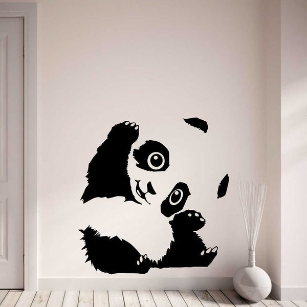 Lindo Panda pegatina guardería escuela decoración animales encantadores vinilo arte de la pared calcomanía decoración del hogar dormitorio sala de estar Z123