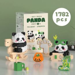 Leuke panda speelgoed hobby's dier schattig kawaii panda's stapelen micro bouwstenen model mini bakstenen speelgoed voor kind geschenken 2024