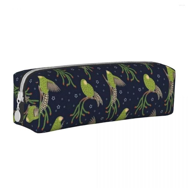 Mignon perroquet imprimé carré porte-crayon Zélande oiseau filles garçons école boîte en cuir fermeture éclair stylo organisateur