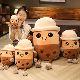 Leuke Parel Melk Theekop Knuffels Mooi gevuld Zacht Bubble Thee-vormig kussen voor kinderen Meisjes Home Decor Gift Poppen