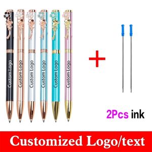 Leuke Pearl Peach Pen 12pcset Student Gift Get 2 Ink Metal Ballpoint Advertising Pen Custom Wholesale Lettering Naam 220712