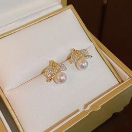 Mignon perle boucles d'oreilles pour femme coréen nouveau Design incrusté Zircon boucles d'oreilles fille mode doux tempérament accessoires