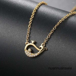 Colliers pendentif mignon collier de baleine pour fille femmes dessin animé mode coréenne Micro incrusté Zircon chaîne ras du cou sur le cou bijoux cadeau Shangpinhat