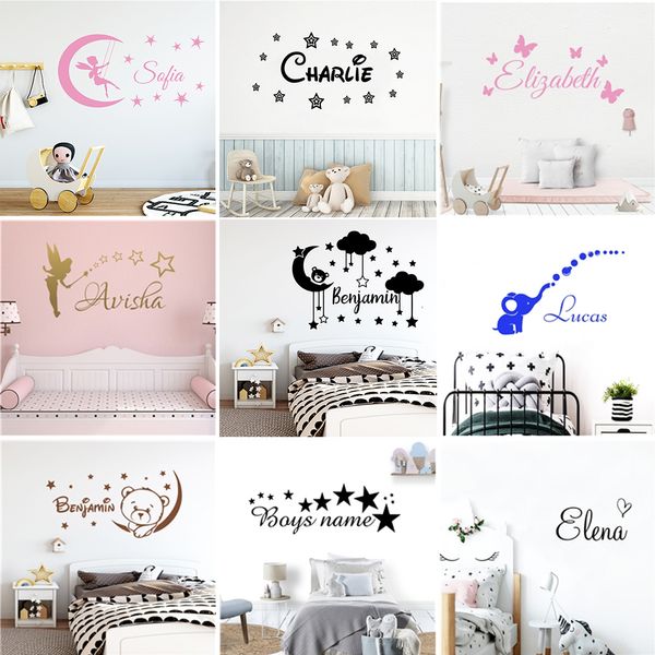Mignon personnalisé nom personnalisé autocollant mural stickers muraux affiche pour enfants bébés chambre décoration chambre décor