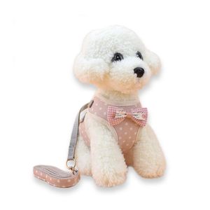 Harnais pour chien de compagnie mignon laisses souples et gilet à carreaux harnais chien chiot conduit pour petits chiens chats collier en maille respirant