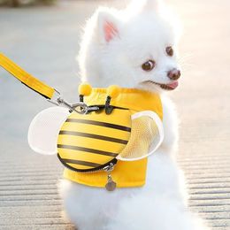 Lindo mascota perro correa chaleco tela de malla suave forma de abeja mascota cuerda para caminar para perros pequeños Pomeranian Corgi Pet Har chaleco cuerda de tracción 240229
