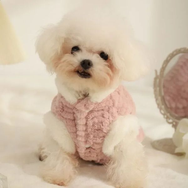 Lindo perro mascota abrigo de piel de conejo perro ropa para mascotas invierno cálido chaleco de felpa oso cachorro chaleco chaqueta para perro 231109