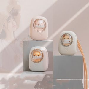 Mignon animal de compagnie suspendu cou ventilateur USB charge portable portable dessin animé lanière espace capsule ventilateur