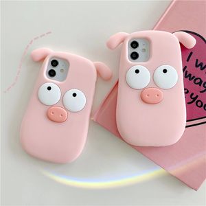 Cute Pig 13 Siliconen Telefoonhoesje Anti Drop Geschikt voor 14promax 3D Cartoon 14pro/12 Dames 11