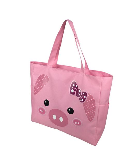 Sac d'emballage en canva pour livre scolaire, cochon mignon, grande taille, sacs à main roses, sacs de shopping de voyage pour mère cerf, 501438cm1155107