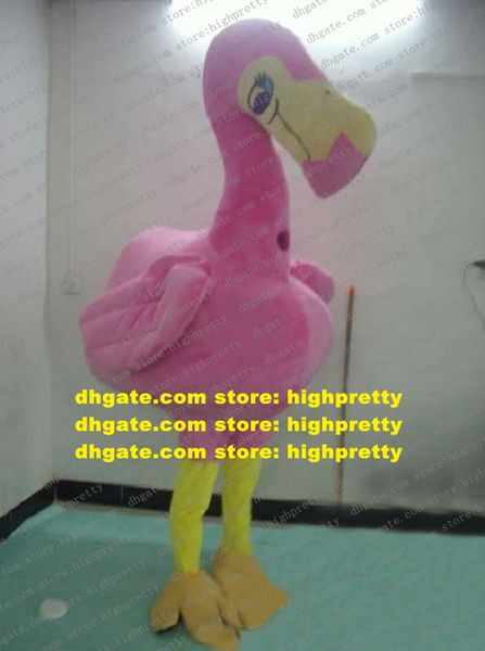 Bonito disfraz de mascota de avestruz y grulla de corona roja con pájaro rosa, flamenco, pavo, zancudo alto con cuerpo rosa grande para adulto n.° 626