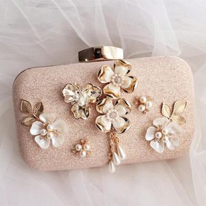Sacs à main de mariée rose mignon pour les mariées sacs à main de mariage de fleur de perle avec sac à bandoulière en chaîne sacs à main de haute qualité faits à la main 20162661172