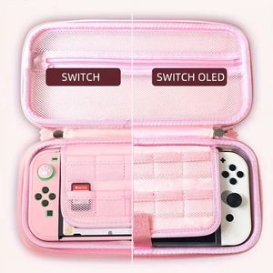 Bonita funda de bolsa de almacenamiento de flores de cerezo rosa para Nintendo Switch, bolsa de transporte de viaje portátil, juego