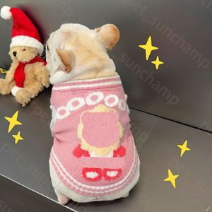 Leuke roze bedrukte hondensweater met knoophond Kat gebreide trui jas Schnauzer Bichon Corgi Teddy haarloze kat huisdier breigoed