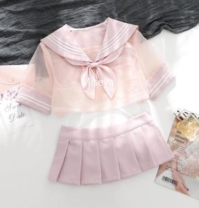 Robe de marin rose mignonne lolita tenue érotique japonaise costume écoliers uniforme sexy kawaii lingerie sous-vêtements set17899388