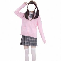 Pulls roses mignons pour Lolita Girl School Veste Cardigan Automne Hiver Japonais JK Uniforme Étudiant Vêtements Outwear Cosplay S1rS #
