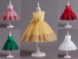 Jolies robes d'anniversaire/de fête pour filles, rose, blanc, rouge, vert, jaune, bijoux, robes de concours de beauté, robes de demoiselle d'honneur, jupes de tous les jours, vêtements pour enfants, SZ 2-10 D401096