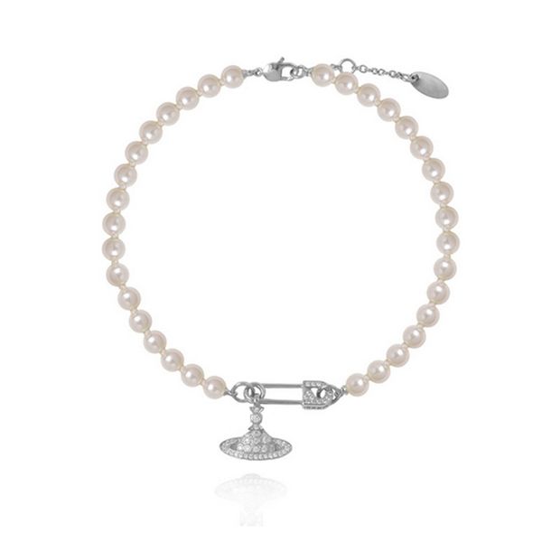 Mignon planète pendentif collier or argent femmes fille cristal saturne perle courte chaîne collier pour cadeau fête