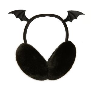 Schattige pluche zwarte vleermuis vleugel warme oorbeschermers gothic dames Lolita Dark Girl warmer Mof vouw oor cover mooie Halloween accessoires 240127