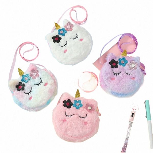 Mignon peluche Carto licorne enfants sac à bandoulière maternelle filles Fr sac à bandoulière cadeaux de fête q02K #