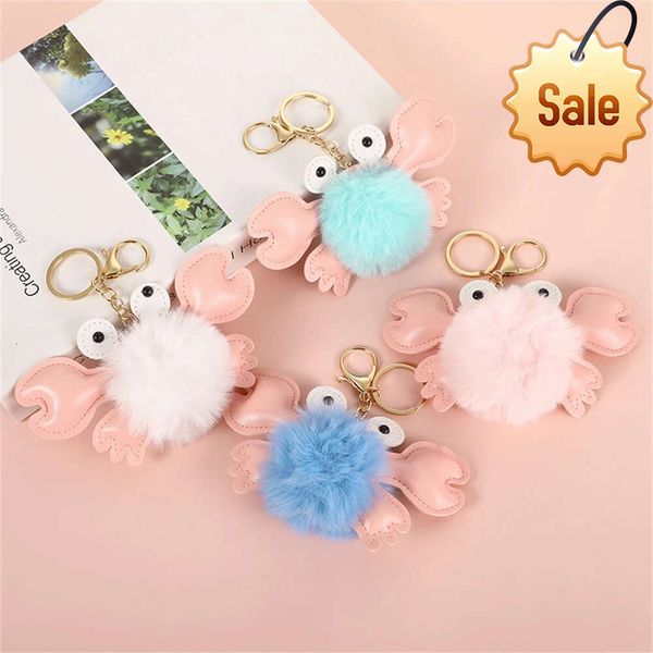 Porte-clés en forme de crabe en peluche, mignon, breloque pour vêtement, boule de cheveux, accessoires suspendus, étui de dessin animé, sac, petite poupée, pendentif, porte-clés Dift