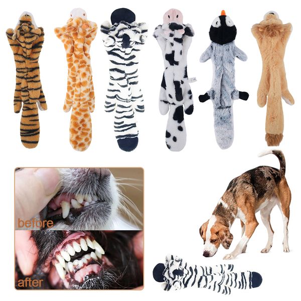 Mignon peluche sans trucs chien de compagnie jouet grinçant formation jouer taquin mâcher sifflement poupée Animal tigre vache interactif son accessoire