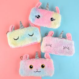 Schattige pluche potloodzak penzak voor meisjes kawaii briefpapier grote capaciteit potlood kas pen doos opbergtas