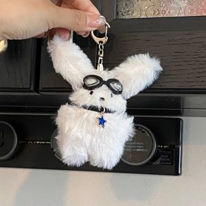 Mignon peluche pilote lapin poupée porte-clés anneau femme porte-clés sac charmes jouet voiture porte-clés fête cadeau bibelot cadeaux pour amis 240116