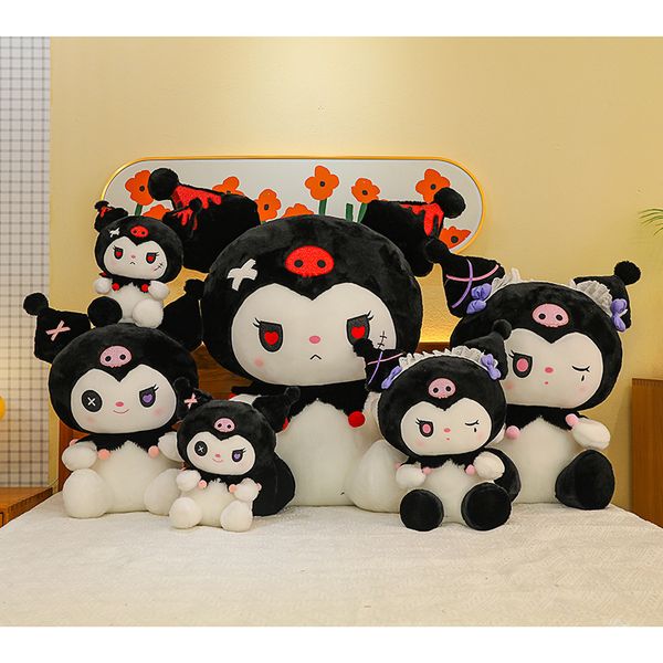 Peluche mignonne petit diable Kuromi foncé, jouets en peluche Kawaii, grande poupée de dessin animé, Animal en peluche, oreiller, cadeaux pour filles pour enfants