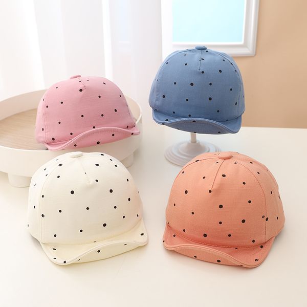 Mignon Polka Dot Imprimer Bébé Casquette De Baseball Chapeau Né Infantile Doux Coton Visière Casquettes Printemps Été Fille Garçon Chapeaux De Soleil Fit 3-12 Mois 220611