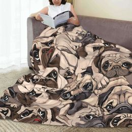 Linda manta para perros Pug Bedding Animal Flannel Lanza una manta suave y acogedora para la cama para el sofá Sofá que viaja, regalos