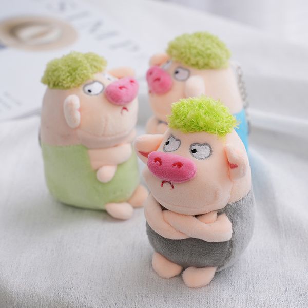 Lindo cerdo tirando pelo verde cerdo enojado peluche juguete colgante muñeca bolsa regalos masculinos y femeninos divertidos