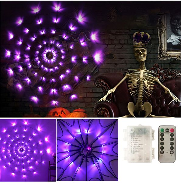 ¡¡¡Linda calabaza va a pedir dulces contigo!!!Luz de tela de araña, luces LED de colores, accesorios para festivales de fantasmas para Halloween