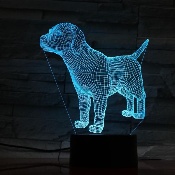 Lindo cachorro perro 3D ilusión óptica luz de mesa lámpara de ambiente táctil 7 colores 2018 Navidad decoración del hogar accesorios de iluminación acrílicos # T56